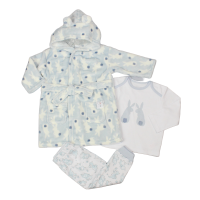G33032: Baby Blue Bunny's Plush Dressing Gown & Pyjama Set (12-24 Months)
